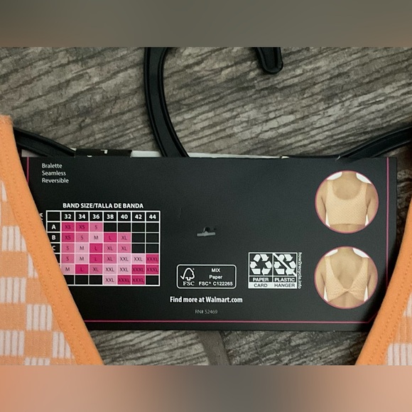 New Nobo Seamless Reversible Twist Bralette Peach Check Size L XL or XXL - Picture 3 of 3